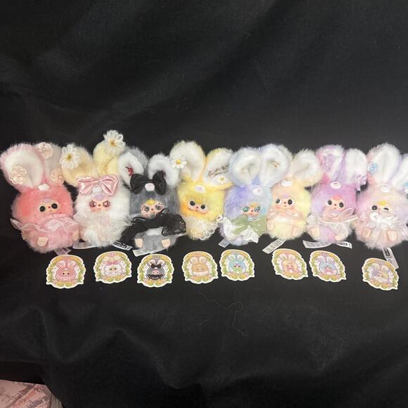 NEW SERIES Baby Three Flower Fairy Full Set Plush Bunny Doll Keychains